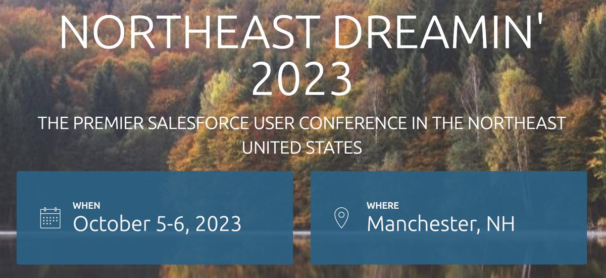 I'm excited for @NEDreamin !!! - The Admin Task List - Design Thinking for Next Level Experiences - Custom Report Types - What Generative AI Means for SF Admins - Get Hands-On Building a Well-Architected Salesforce Solution - Escape the McAdmin Trap northeastdreamin.com/register/