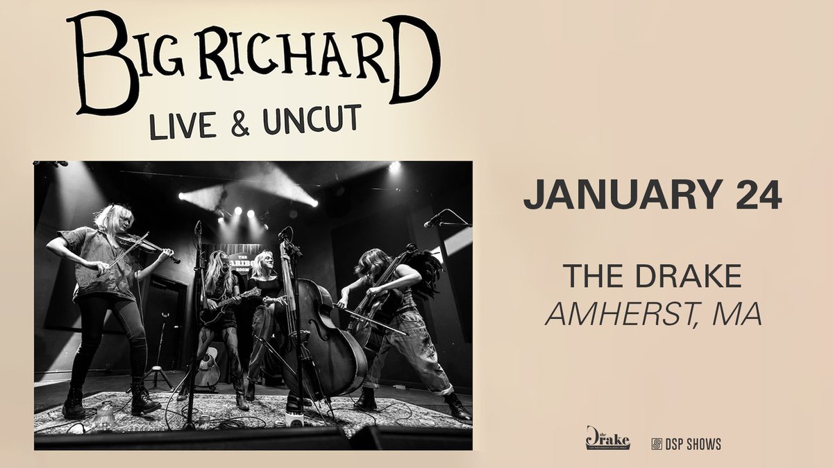 Just announced! @bigrichardband_ bring their charismatic stage presence and vocal/instrumental prowess to @TheDrakeAmherst on January 24th - tickets on sale Thursday at 10am: bit.ly/3ra05be