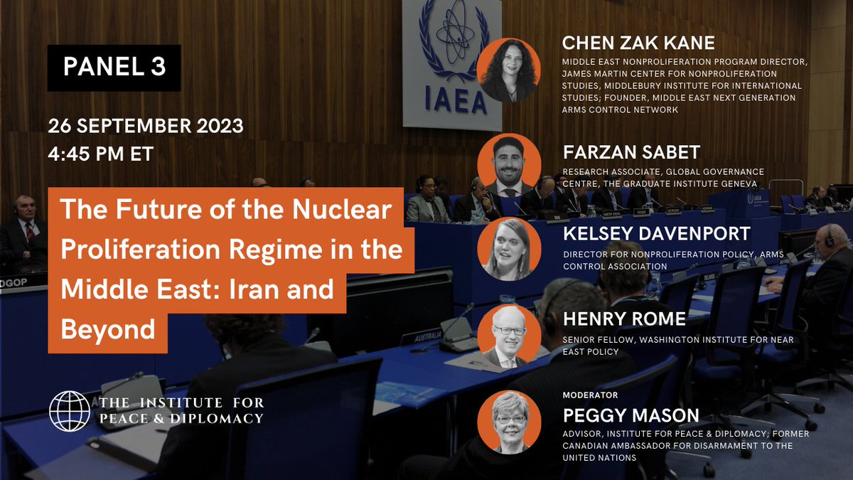 🗓️ September 26: #MESF2023

Panel 3 — The Future of the Nuclear Proliferation Regime in the Middle East: Iran and Beyond

Featuring speakers:
• Chen Zak Kane
• @IranWonk
• Kelsey Davenport
• @hrome2
• Moderated by @MasonPeggy

Register for this panel:
peacediplomacy.org/2023/09/16/mid…