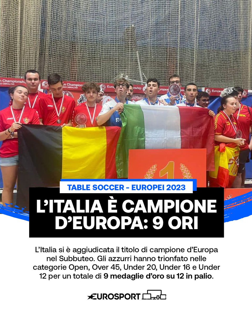 Eurosport_IT's tweet photo. CHE FORZA QUESTA ITALIAA 🇮🇹⚽️
Nel torneo europeo l’Italia non ha rivali e vince 9 ori su 12 assegnati in cinque diverse categorie 👏💙
#fisct #subbuteo #calciodatavolo https://t.co/CTWUlFZBB5