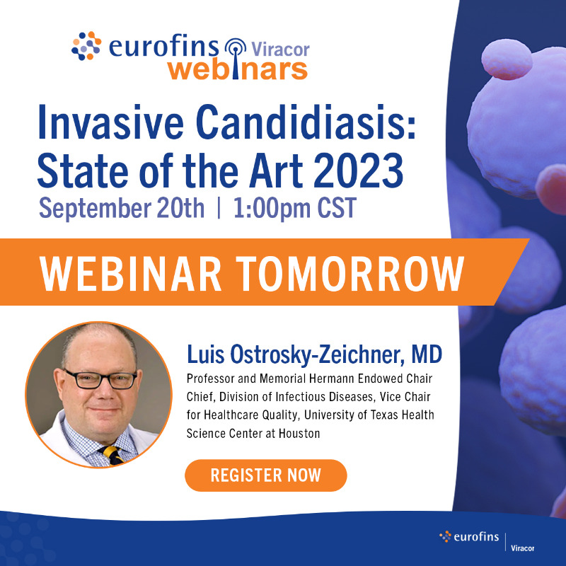 eurofinsviracor's tweet photo. ✔ REMINDER | Webinar tomorrow 9/20/23 at 1:00pm CST.
Dr. Luis Ostrosky-Zeichner will present 'Invasive Candidiasis: State of the Art 2023.’
🍄 Don't forget to REGISTER 👇
#Idweek2023 #fungalweek23 #CandidaAuris #thinkfungus #idtwitter #infectiousdisease #highlymutated
