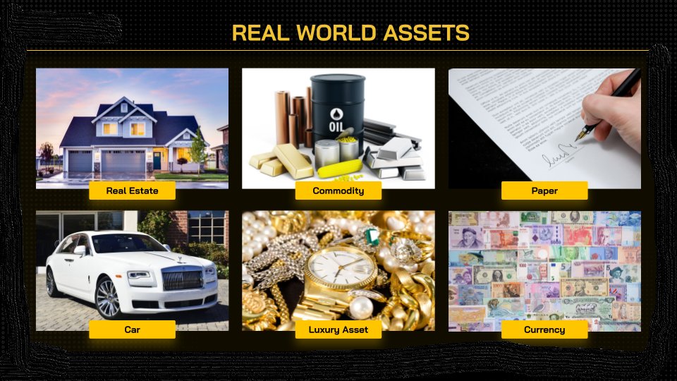 Jessica39096876's tweet photo. 1⃣ What is Real World Assets? 

Real World Assets (#RWAs) are real-life assets that are tokenized in the form of tokens or NFTs.

#RWAs can be common assets that we see every day such as Real Estate, Vehicles, Copyrights, Papers, Diamonds, Gold,... and there is no limit to the number of assets that can be tokenized.

🧵2/