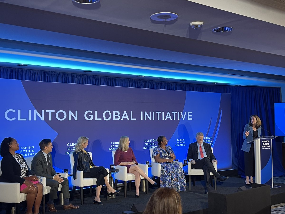 MegBiallas's tweet photo. Proud to have @childcareaware's Board President speak on @ClintonGlobal stage today. Dr. @RBoyntonJarrett discussed the importance of early childhood education, EDI, and accountability in the midst of climate change. #CGI2023 https://t.co/klChABaEOb