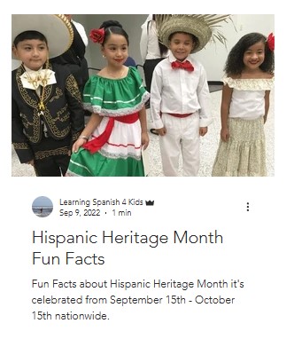 Learn Fun Facts about Hispanic Heritage ♥ Visit learningspanish4kids.com/teachingtips #hispanicheritage #latino #funfacts #spanish #onlinelearning #teachingtips
