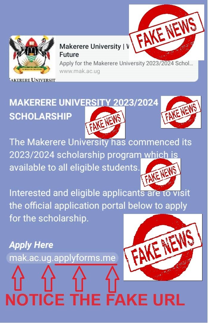 🔔🔊⛔ FAKE NEWS ALERT!⛔ 🔊🔔 This is to bring to the attention of our Students, Staff, Alumni, Parents & all stakeholders that the call for scholarships circulating on various platforms is FAKE. Please don't fall prey to these unscrupulous schemes. #FakeNews