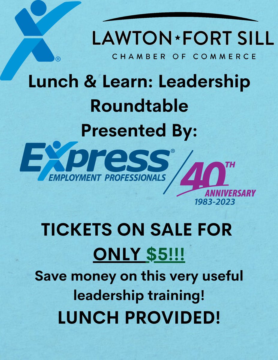 TICKET SALE IS GOING ON!! TAKE ADVANTAGE!! 🙌🏼 visit lawtonfortsillchamber.com to register!
You can find the event on the calendar!
