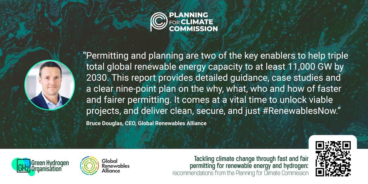 gh2org's tweet photo. @GRA_Renewables CEO, @Brucelectric, "Permitting and planning are two of the key enablers to help triple total global renewable energy capacity to at least 11,000 GW by 2030." #3xRenewables #planningforclimate #fastfairpermitting #nycw #unga #COP28 https://t.co/XJpNYKO3zS