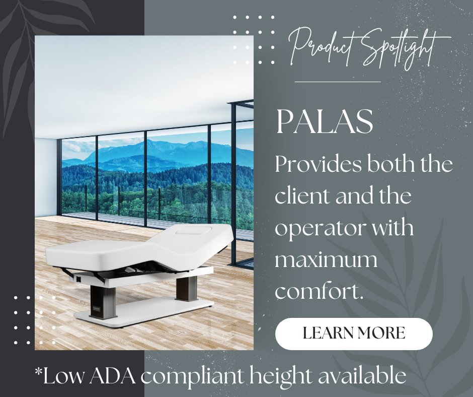 The new low height, ADA compliant Palas is part of the Oakworks Masters’ Collection. It offers true spa treatment functionality with tilt fixture that lowers sinus pressure and creating a zero gravity chair position. To learn more visit massagetables.com/palas