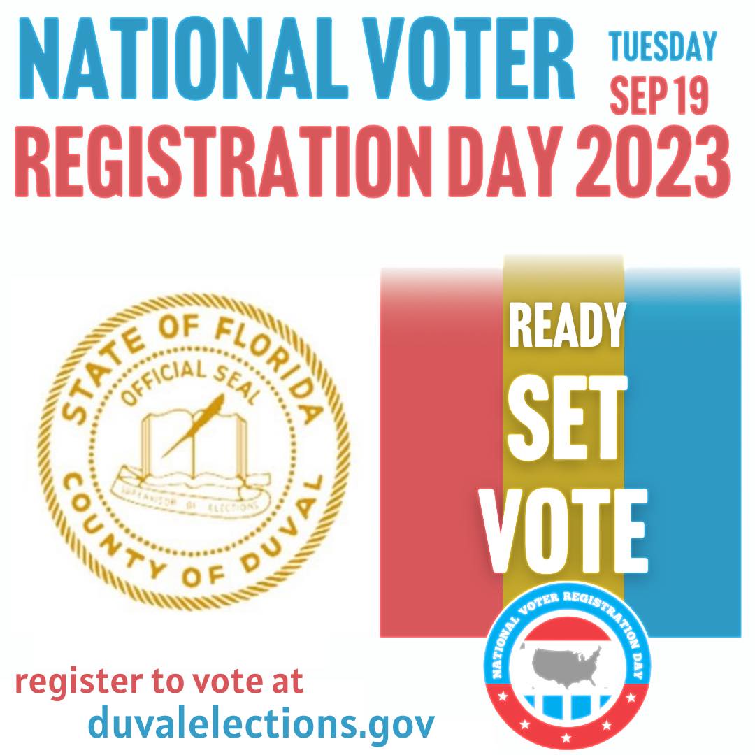 Do you know someone who isn't registered to vote?  With today being National Voter Registration Day, send them to duvalelections.gov/Voter-Informat… for complete information.

The Duval County Supervisor of Elections is also partnering with <a href="/jaxlibrary/">Jax Public Library</a> to register voters at any branch!