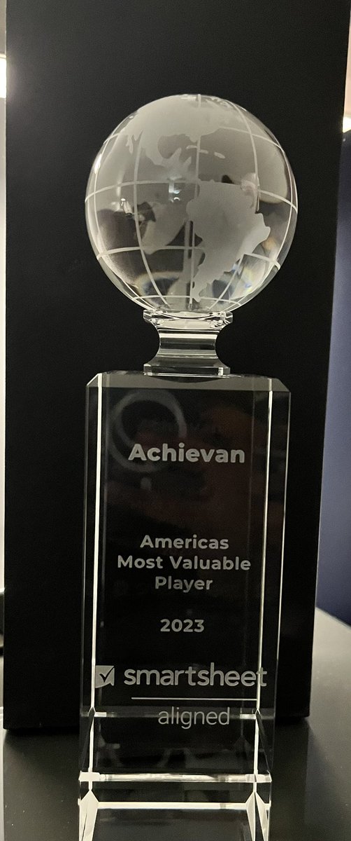 @Smartsheet @GoAchievan proud to be presented with the MVP award thank you @Smartsheet #smartsheetEngage