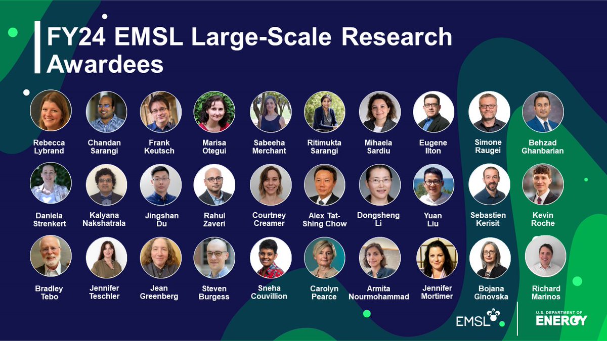 EMSLscience's tweet image. Congratulations to the scientists representing 32 projects who were awarded Fiscal Year 2024 EMSL Large-Scale Research funding! Read about each of the projects that will be using @EMSLscience instruments to conduct their research. bit.ly/3t4d9z8
