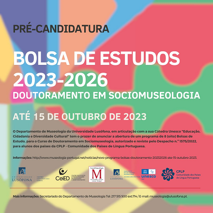 _CPLP's tweet photo. Candidaturas abertas a 8 bolsas para Doutoramento em Sociomuseologia 2023-2026 da ULHT! ππ
Saiba mais em https://t.co/zVb0YlhBss
@ULusofona #cplp #ulht #bolsasdeestudo #universidade #doutoramento #sociomuseologia #ensinosuperior #cursosuperior https://t.co/lGHMkzhfHA