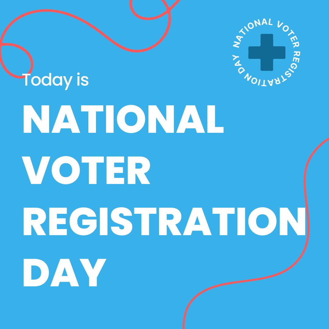 It’s National Voter Registration Day! Take 30 seconds to register to vote, check your registration status, or find a registration event on or offline near you! NationalVoterRegistrationDay.org 

#NationalVoterRegistrationDay #VoteReady