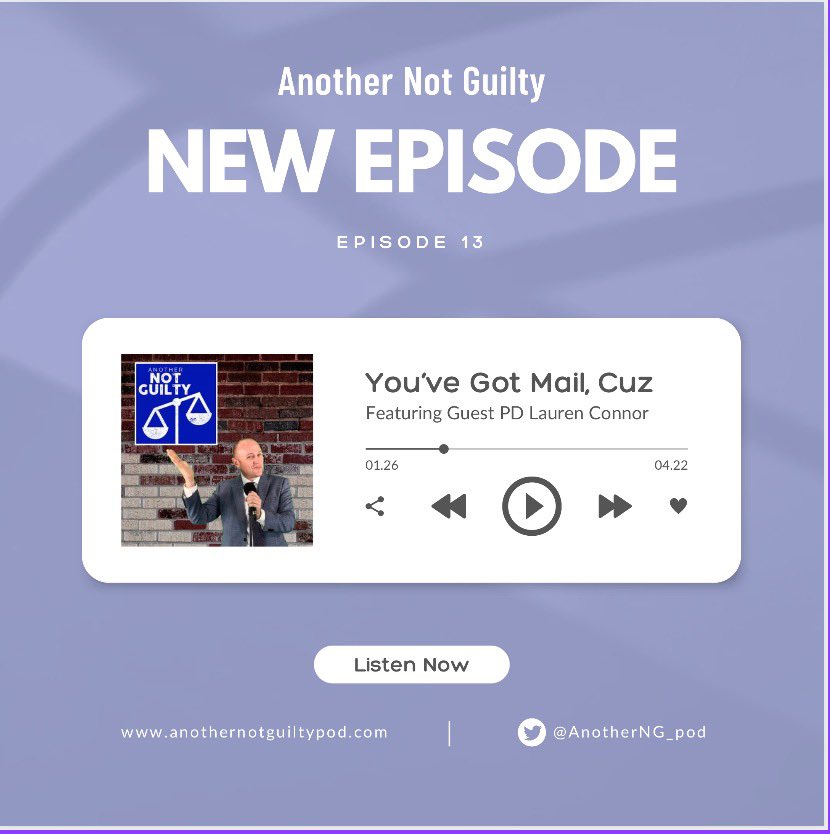 AnotherNG_pod's tweet photo. This hands down maybe the best episode of the season.  Gosh the public defender Lauren Conner is such an amazing and delightful zealous advocate!  Too much fun going over here at Another Not Guilty! https://t.co/DaNXKb9iJu
