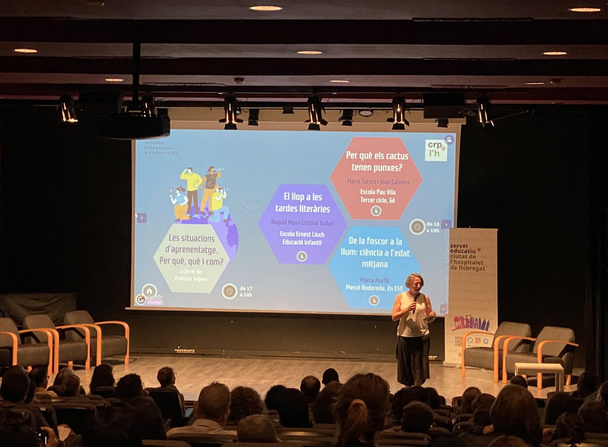 CRPHospitalet's tweet photo. L’Escola Ernest Lluch, l’Escola Pau Vila i l’Institut Mercè Rodoreda comparteixen, a la XXVII Trobada Pedagògica de l’Hospitalet, alguna de les situacions d’aprenentagte que es desenvolupen en els centres de la ciutat. https://t.co/ZIlikvjiLy