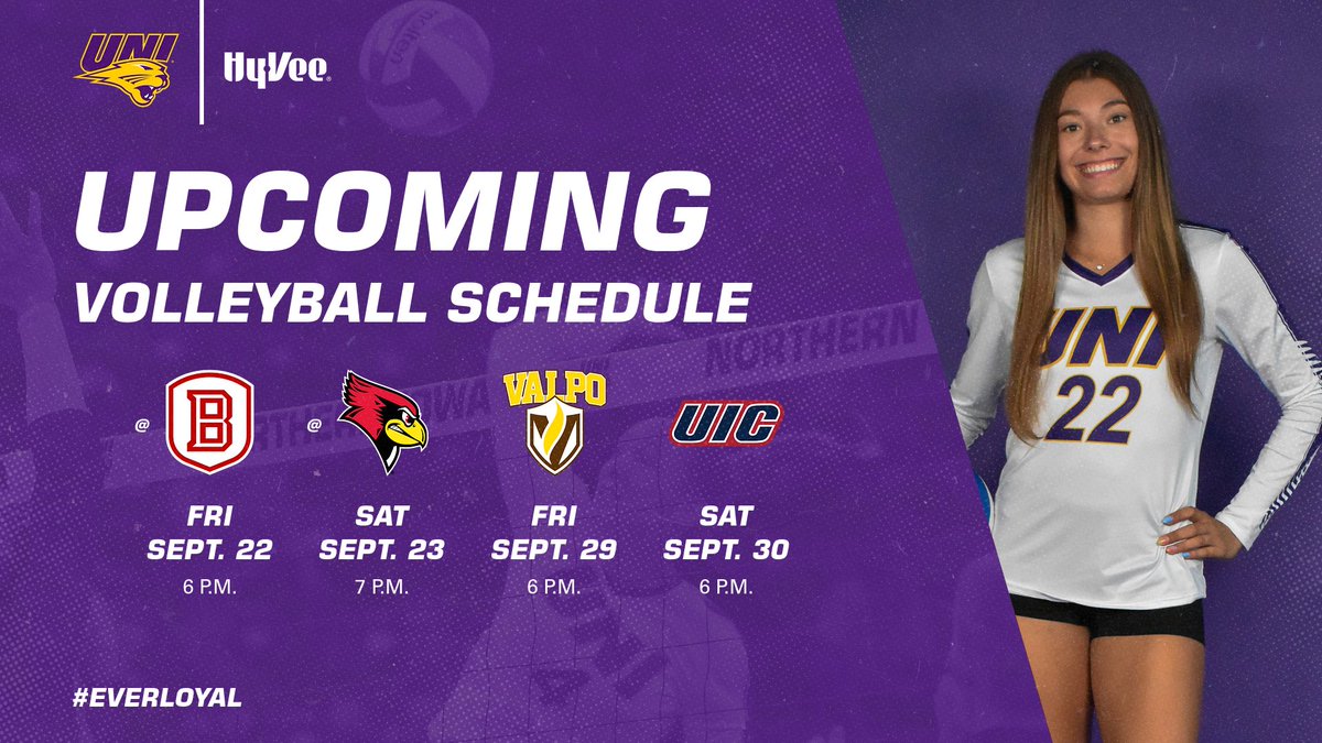 Now entering Valley play! Our first four conference matches of the year are brought to you by <a href="/HyVee/">Hy-Vee</a>!

#EverLoyal #1UNI