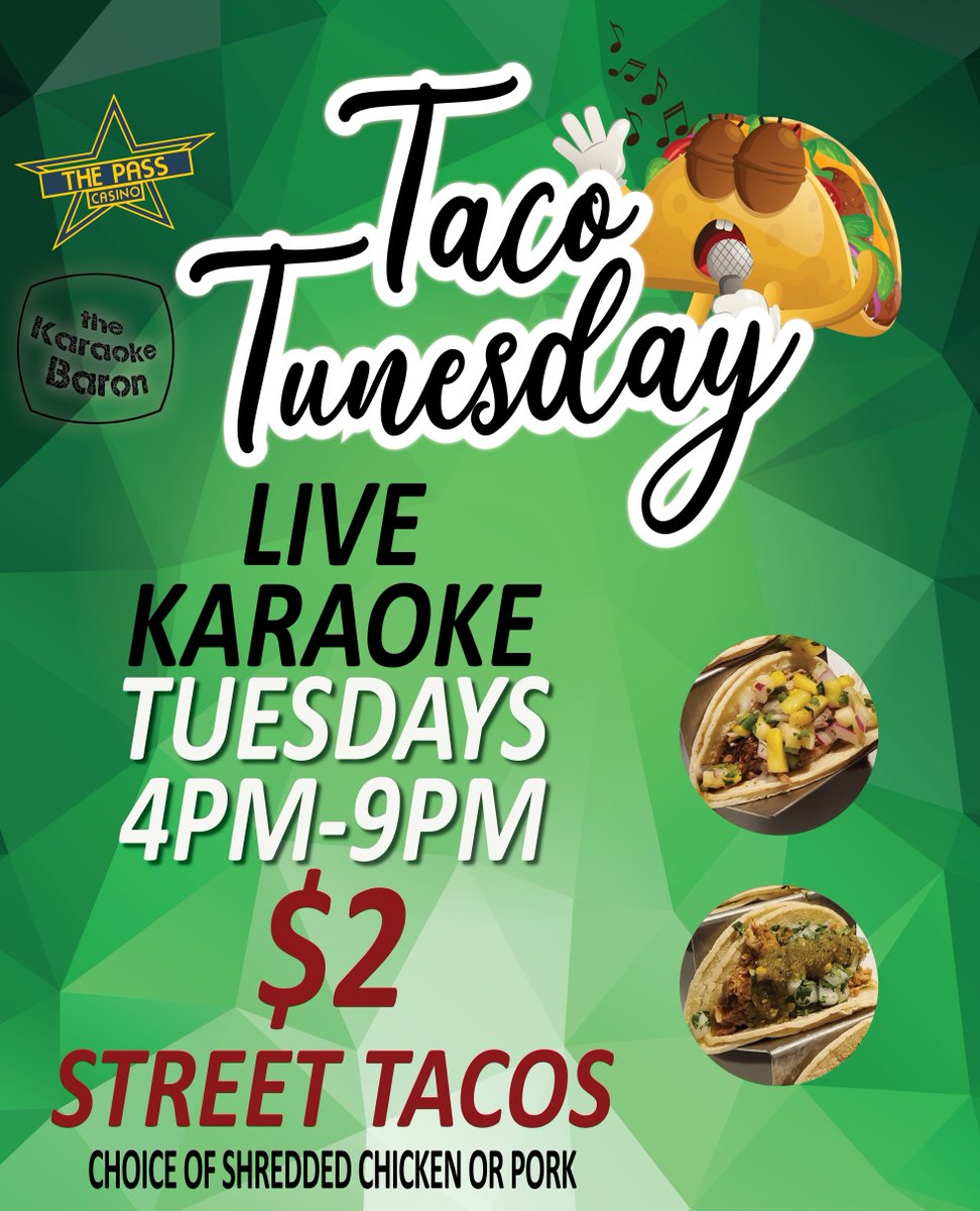 TACO 'bout a deal! $2 STREET TACOS during Live Karaoke tonight! ⁠
⁠
#LiveKaraokeFun #SingAlongSessions #TacosAndTunes⁠
#EpicKaraokeNights #LiveSingingVibes #TacoTimeTunes⁠
#KaraokeParty #SingYourHeartOut #TacoTuesdayKaraoke⁠
#LiveMusicSesh #StreetTacos⁠