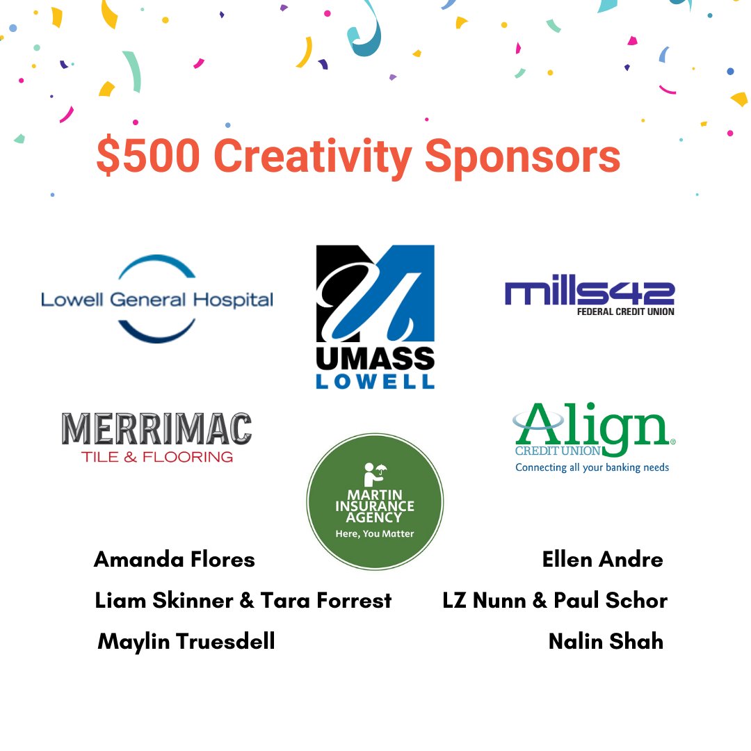 Project LEARN (@projectlearn_ma) on Twitter photo We'd like to thank our Creativity sponsors! #Mills42FederalCreditUnion, @AlignCU, Merrimack Tile & Flooring, <a href="/UMassLowell/">UMass Lowell</a>, Martin Insurance Agency, KMP Construction LLC, Andover Strategic Alliances, and many more. #sponsors #partners #10thanniversarycelebration We'd like to thank our Creativity sponsors! #Mills42FederalCreditUnion, @AlignCU, Merrimack Tile & Flooring, <a href="/UMassLowell/">UMass Lowell</a>, Martin Insurance Agency, KMP Construction LLC, Andover Strategic Alliances, and many more. #sponsors #partners #10thanniversarycelebration