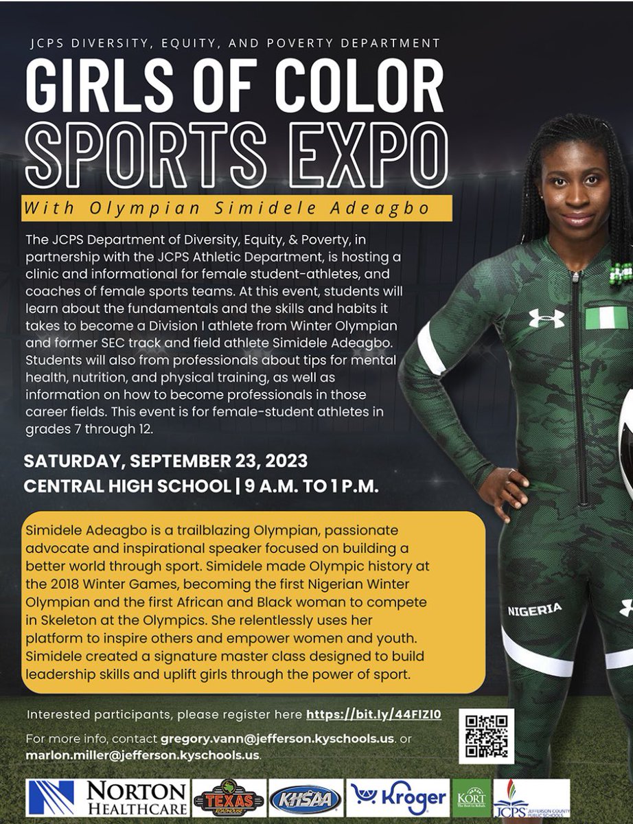 The JCPS Diversity, Equity, and Poverty Department and JCPS Athletics will host a clinic and informational event for female student-athletes and coaches of female sports teams. Learn more in the flyer below.