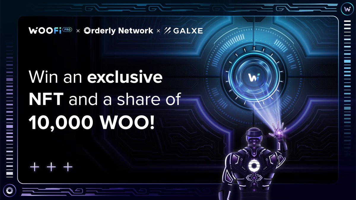 Galxe's tweet photo. 🎉 @_WOOFi Pro, powered by @OrderlyNetwork is now live on testnet! 

To celebrate, @OrderlyNetwork is offering a one-of-a-kind NFT to those who complete the campaigns tasks.

10 lucky participants will win a share of 10,000 $WOO tokens.

Happy testing!👇 

https://t.co/0FntDzavRo https://t.co/qWdYW7Kp4m