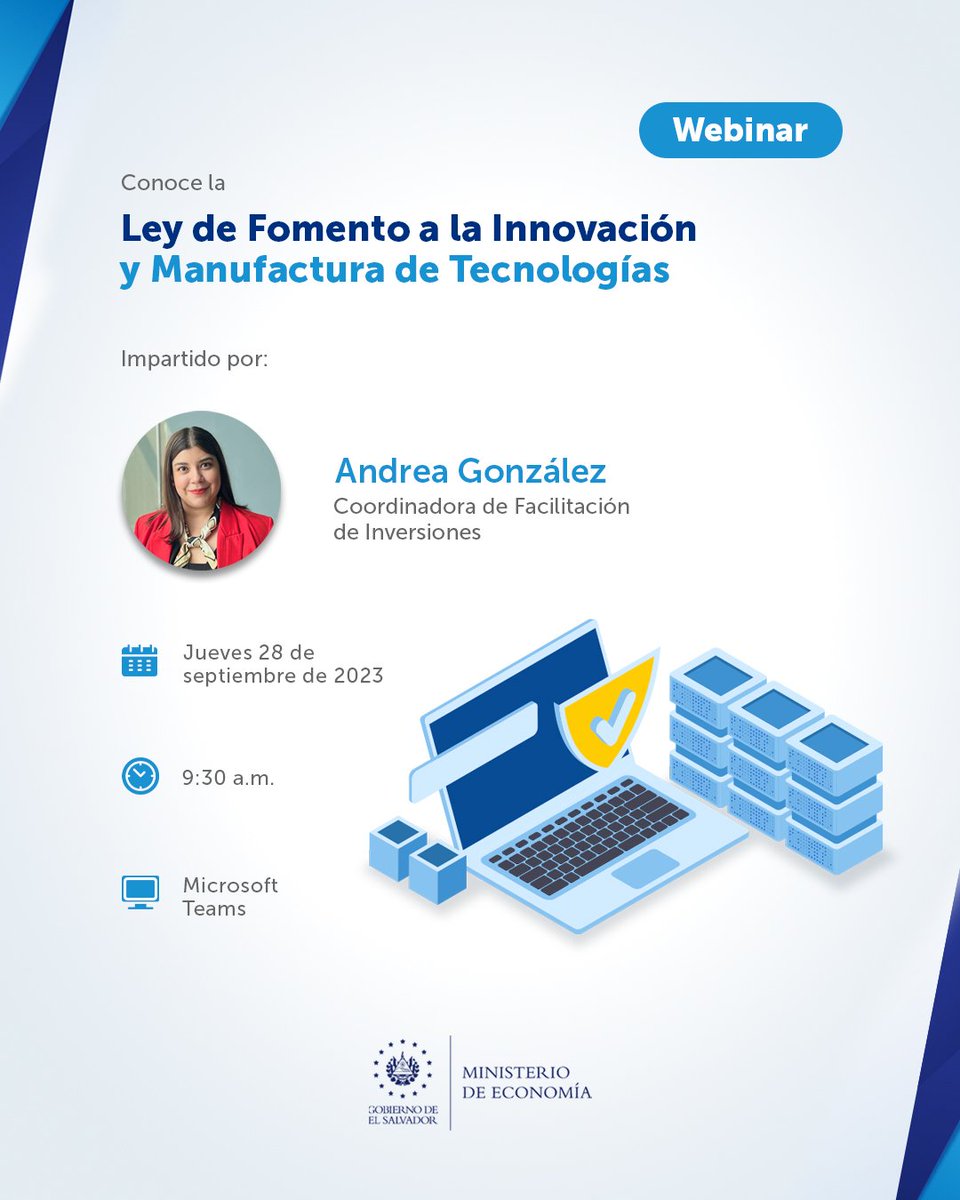 Participa en nuestro próximo webinar y conoce las oportunidades que te brinda la Ley de Fomento a la Innovación y Manufactura de Tecnologías. 💻🚀

Regístrate aquí 👉: acortar.link/y2R6Gc