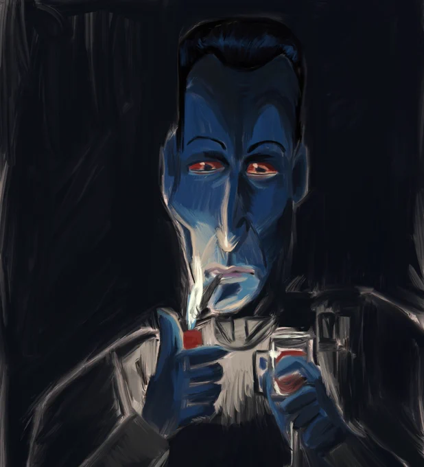 My painting ofGrand Admiral tThrawn getting cross  #Ahsoka #Thrawn 