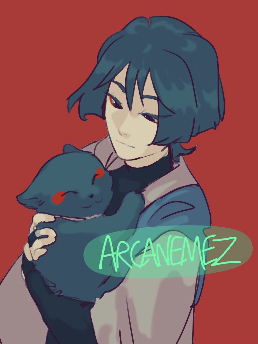 arcanemez's tweet photo. lazy drawing of scaramouche with scarameow that i made the other day 👍

#scaramouche #genshinimpact #fanart #procreate https://t.co/3X4iSntGYo
