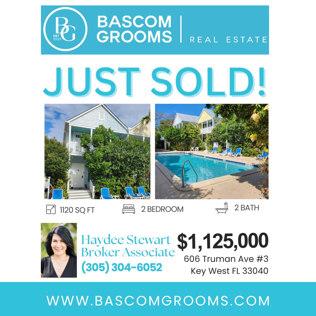 Congratulations to our Buyer!  606 Truman Ave #3 JUST SOLD $1,125,000 by Haydee Stewart 305-304-6052  #keywest #floridakeys #southflorida #realtor #sold #keywesthomes #keywestrealestate