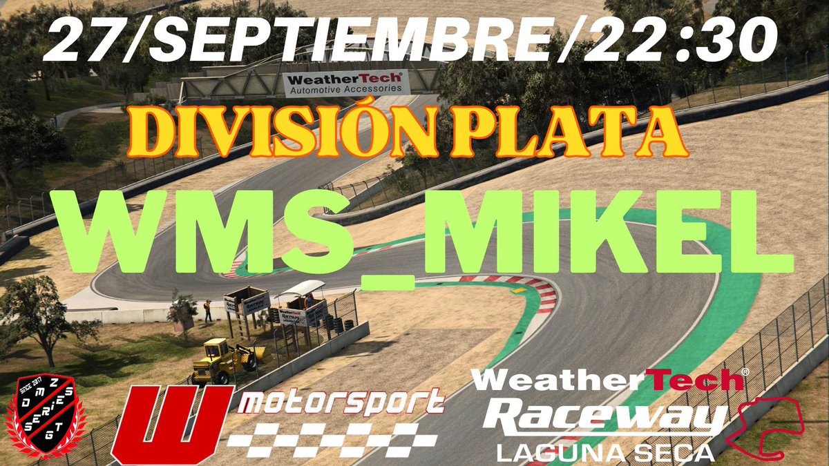📢Mañana división plata <a href="/DmzSeries/">Campeonatos DMZ Series GT</a> 

🇺🇸-Laguna Seca.

🏎️-Toyota GT500

Piloto: <a href="/miguelacpa/">MiquelClio</a> 

📺-22:30 twitch.tv/dmz_series_gt