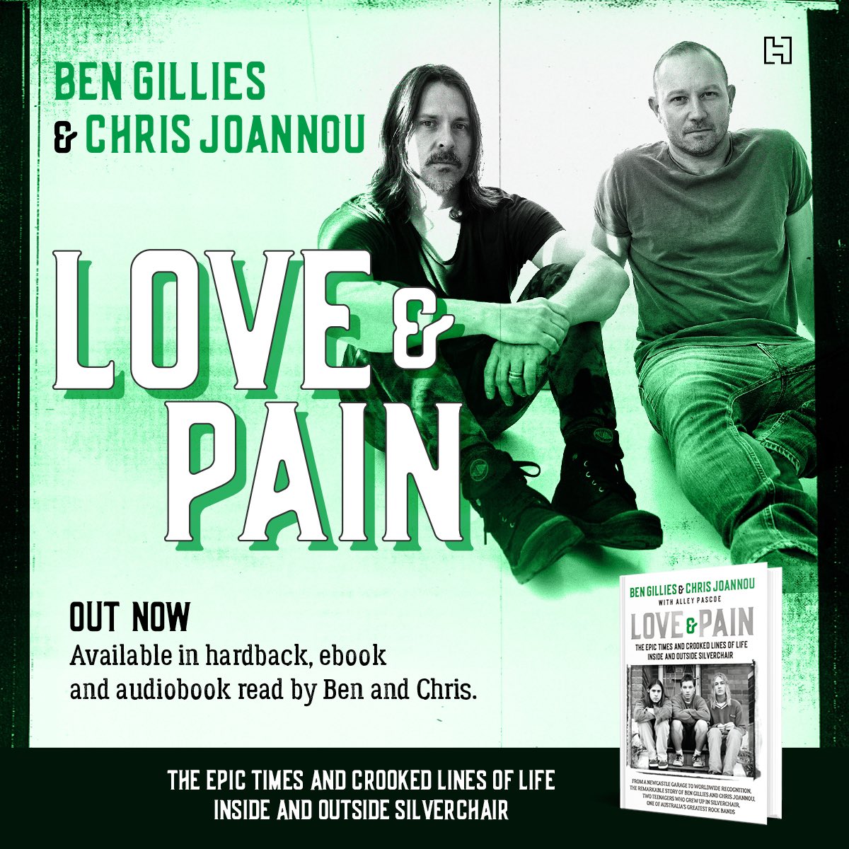 LOVE &amp; PAIN is out TODAY! 
Available at all good book stores.
You can order signed copies from Booktopia. 
If you're based outside of ANZ, Love &amp; Pain is available in ebook and audiobook. LINKS IN BIO 🤩📖
#Silverchair #loveandpain