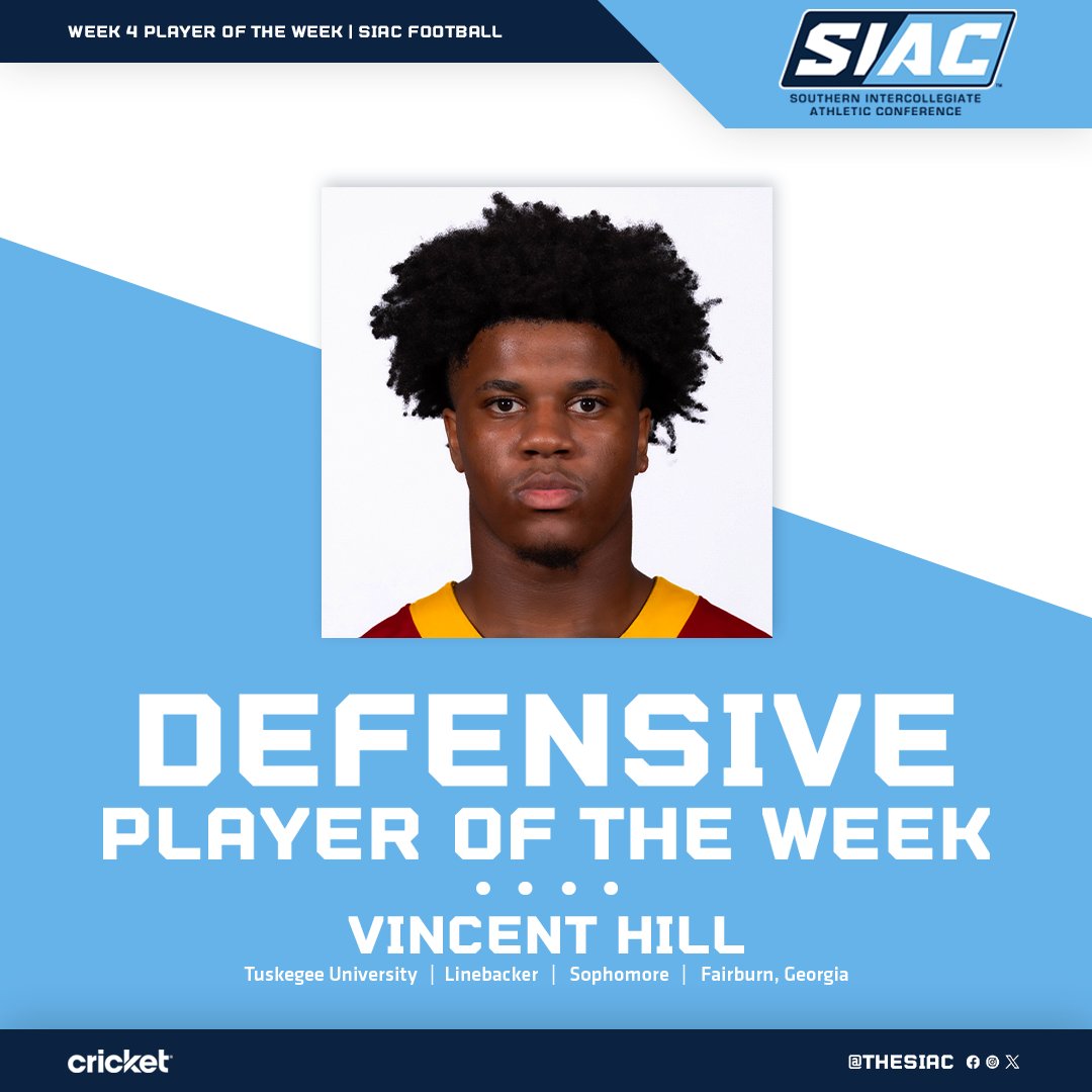 Despite the slow offensive start as they faced Lane College, the Tuskegee defensive unit came out strong, forcing multiple turnovers for the fourth straight...

This Week 4 Player of the Week is brought to you by
<a href="/Cricketnation/">Cricket Wireless</a>✅

instagram.com/p/Cxq3B5kyt__/…