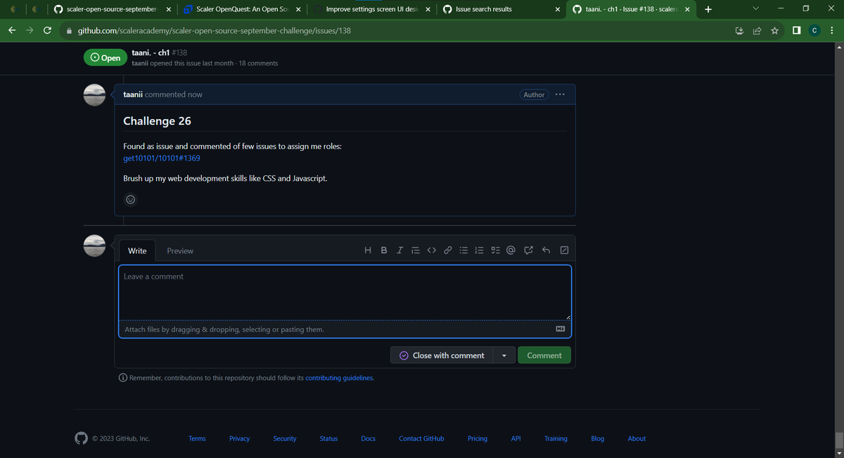 chaitanya8921's tweet photo. Hey All, I have completed #task26 of #OpenSourceSep Challenge with @Scaler_Official Discord Community

You can join the community HERE: https://t.co/So2zrik17b 

#Opensourcesep #ScalerDiscord #Scaler #30daysofopensource #OpenSourceSeptemberChallenge #OpenSourceSepChallenge https://t.co/DMKJtxtewg