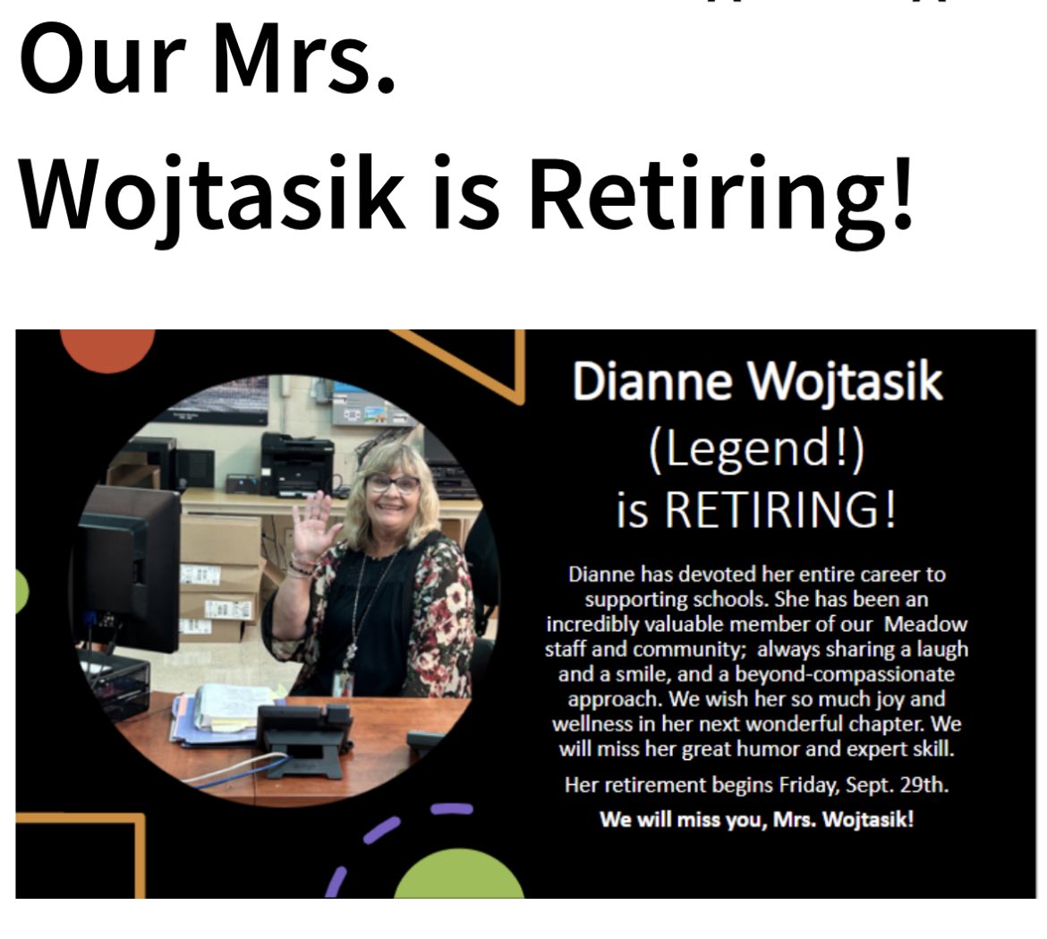 ancastermeadow's tweet photo. We will miss you, Mrs. Wojtasik! https://t.co/AA4yijZq8h