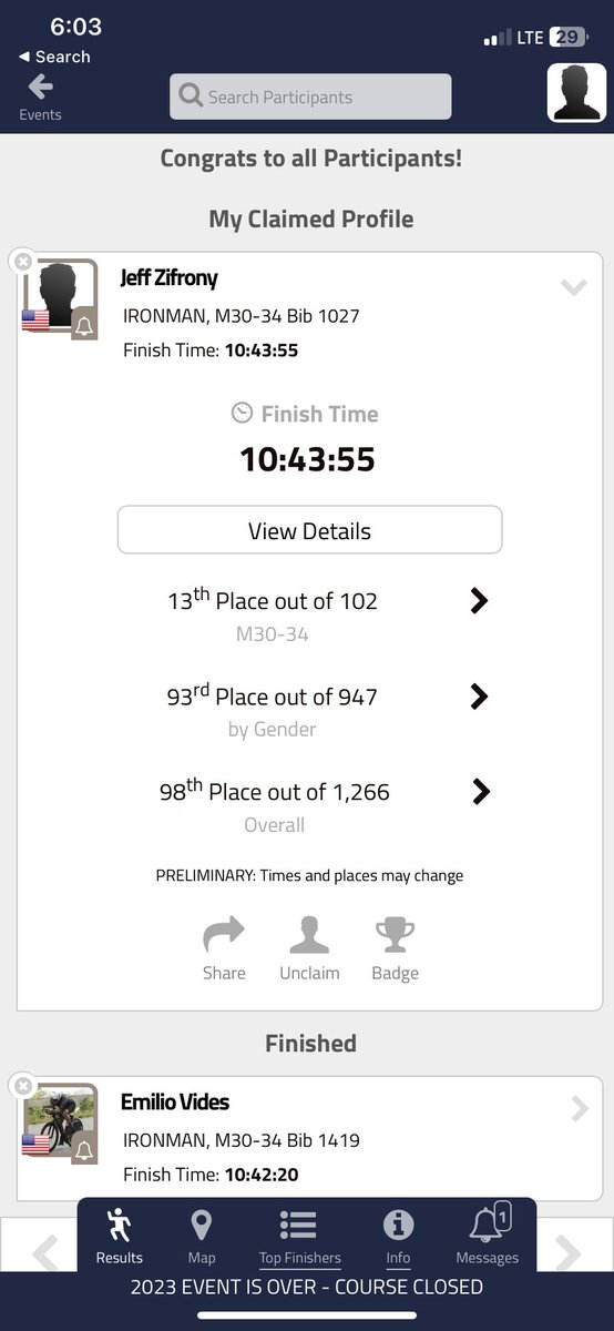 jeff_zifrony's tweet photo. I told y’all I was locked in 

Sub-11 hrs on my @IRONMANtri debut. Still processing tbh but I’ll do a longer write up later. For now… just proud. https://t.co/JdLsJ3Kgb4