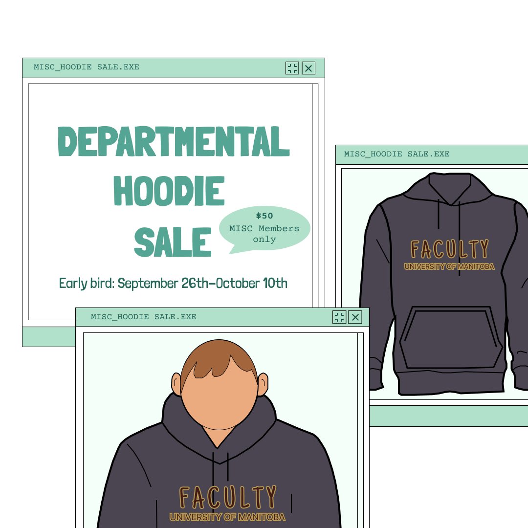 Our departmental hoodie sale is back! For $50, you can purchase either a Microbiology, Biochemistry or Genetics sweater. Early bird order payments are due on October 10th at 11:59 pm FOR MISC MEMBERS ONLY. You can go to our Linktree, which is located in our bio.