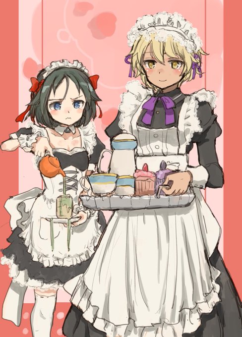 あくしずのルミナス メイドピンナップが可愛かったのでクルピンスキー+直ちゃんver.。偽伯爵は語尾にハートマークつきで可愛く喋ってくれます。 #w_witch 