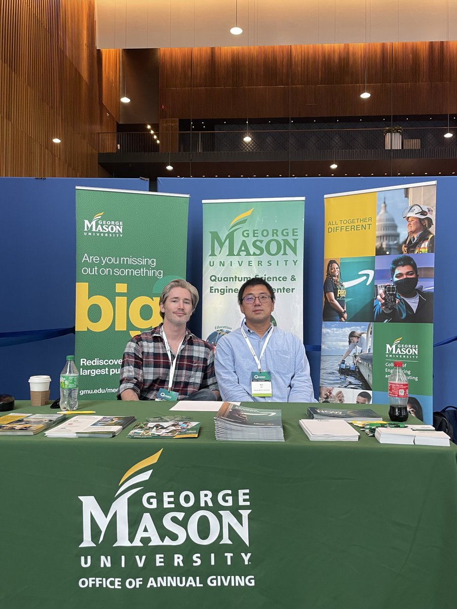 GMU_QSEC's tweet photo. @GeorgeMasonU is attending Quantum World Congress #QWC2023 now. Meet Mason faculty and students at booth#5 and the Launch Pad, and check out Mason's education, research, and workforce development programs! @GMU_COS @Mason_CEC https://t.co/uMUGoRmEvl