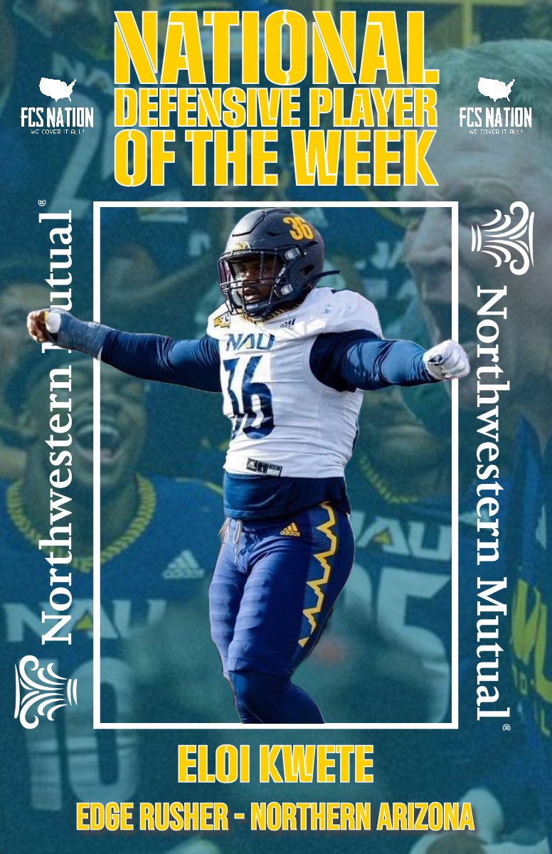 𝐄𝐋𝐎𝐈 𝐊𝐖𝐄𝐓𝐄.

🟡 𝐃𝐄𝐅𝐄𝐍𝐒𝐈𝐕𝐄 𝐏𝐋𝐀𝐘𝐄𝐑 𝐎𝐅 𝐓𝐇𝐄 𝐖𝐄𝐄𝐊 🟡

Last week vs Montana: <a href="/EloiKwete/">Eloi Kwete</a> 
4.5 TFLs
4 𝙎𝘼𝘾𝙆𝙎
1 Forced Fumble
1 PBU 
𝐝𝐮𝐛.

(presented by <a href="/NM_Financial/">Northwestern Mutual</a>)