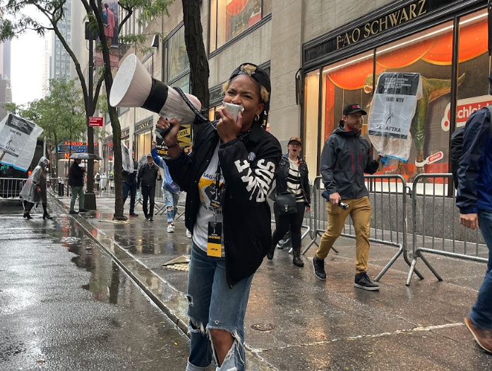 sagaftra's tweet photo. ☔ Rain or shine, New York members and our WGA allies were strong today. Our solidarity is our power, and together, we're a force to be reckoned with. But remember, the fight continues, and we won't stop until we secure what's rightfully ours! https://t.co/w9p2xTOPhE