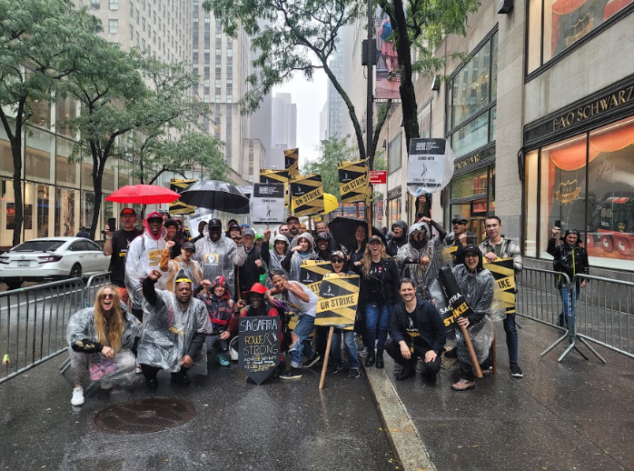 sagaftra's tweet photo. ☔ Rain or shine, New York members and our WGA allies were strong today. Our solidarity is our power, and together, we're a force to be reckoned with. But remember, the fight continues, and we won't stop until we secure what's rightfully ours! https://t.co/w9p2xTOPhE