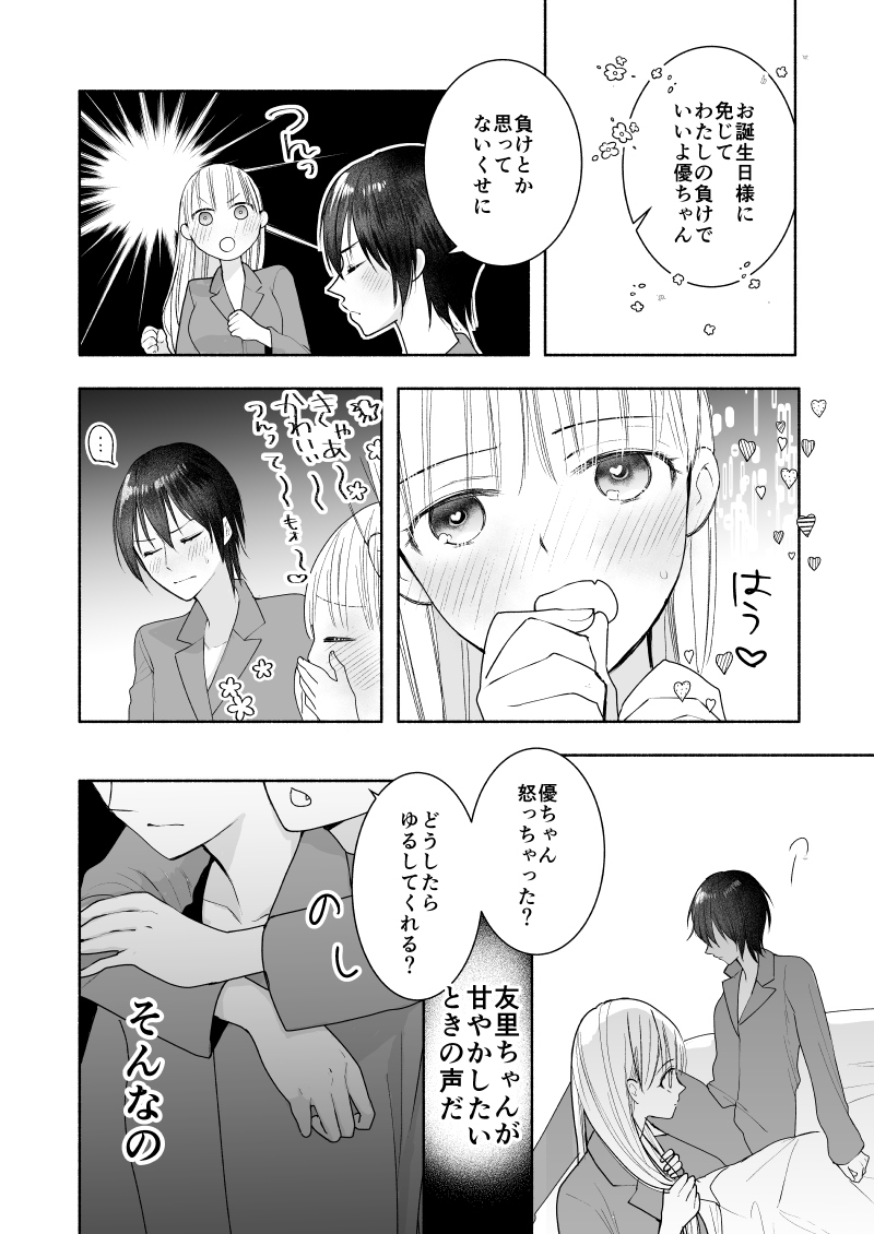 #創作百合 全肯定恋人に拗ねたふりをしてみるお誕生日様(弱い) 