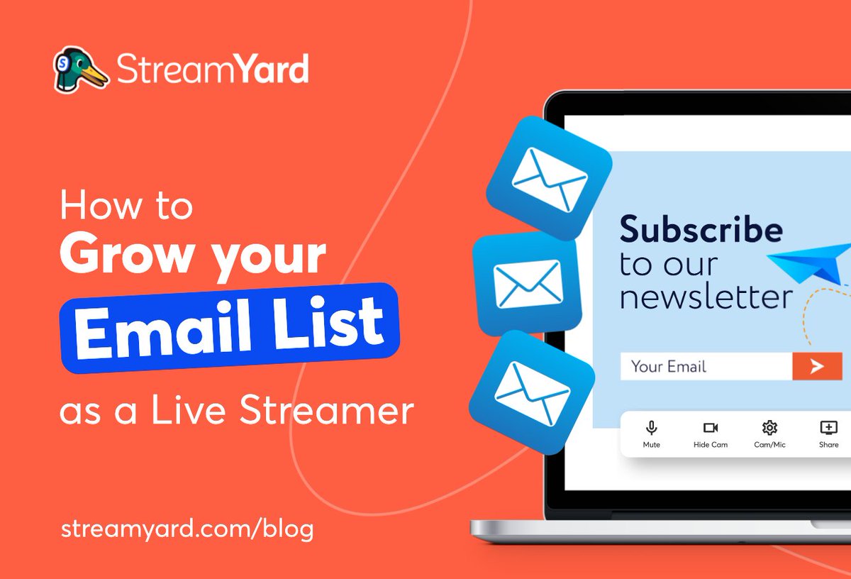 6 tips from @StreamYardapp, to help grow your email list as a live streamer.

#LiveStreaming #LiveStreamingTips #Email via <a href="/ckroks/">Christian Karasiewicz #DigitalMarketing</a> bit.ly/3vLSm2n