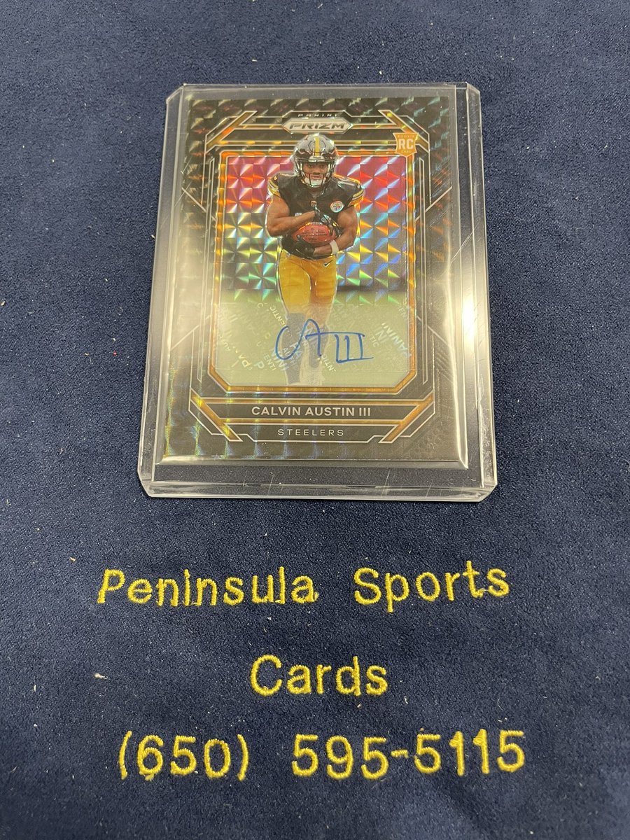 PeninsulaSC's tweet image. Big hit from the LCS! @PaniniAmerica Calvin Austin III Black Auto RC 1/1!