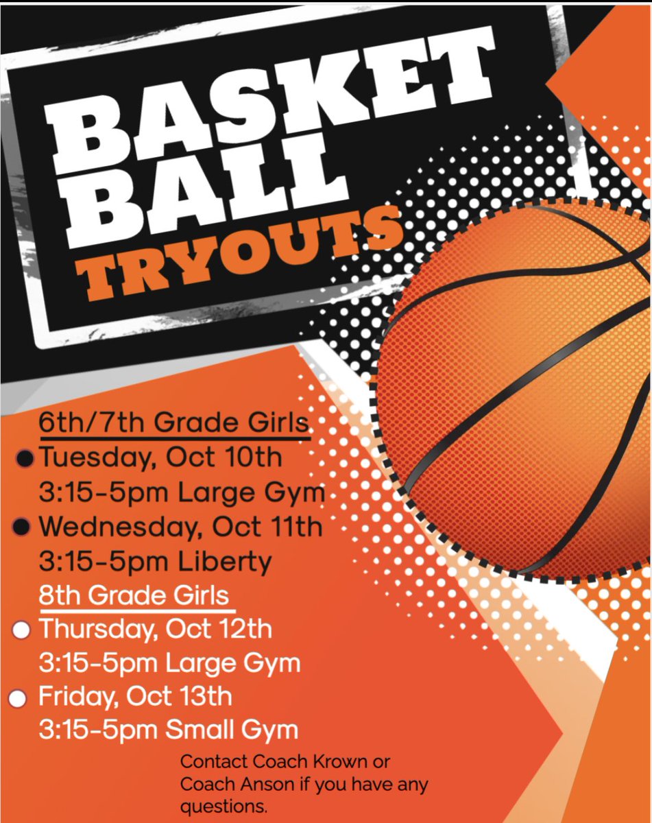 Girls basketball tryouts are two weeks away!  Mark your calendars <a href="/JerlingJayhawks/">Jerling Junior High</a> 🏀⛹️‍♀️