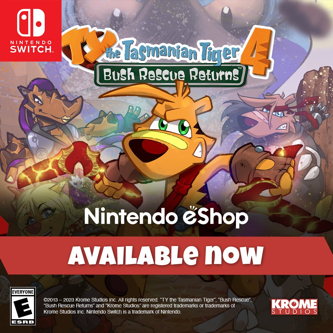 TY the Tasmanian Tiger 4: Bush Rescue Returns is out on Nintendo Switch now! Go on, have another go ya mug! 🪃 buff.ly/451GxDz