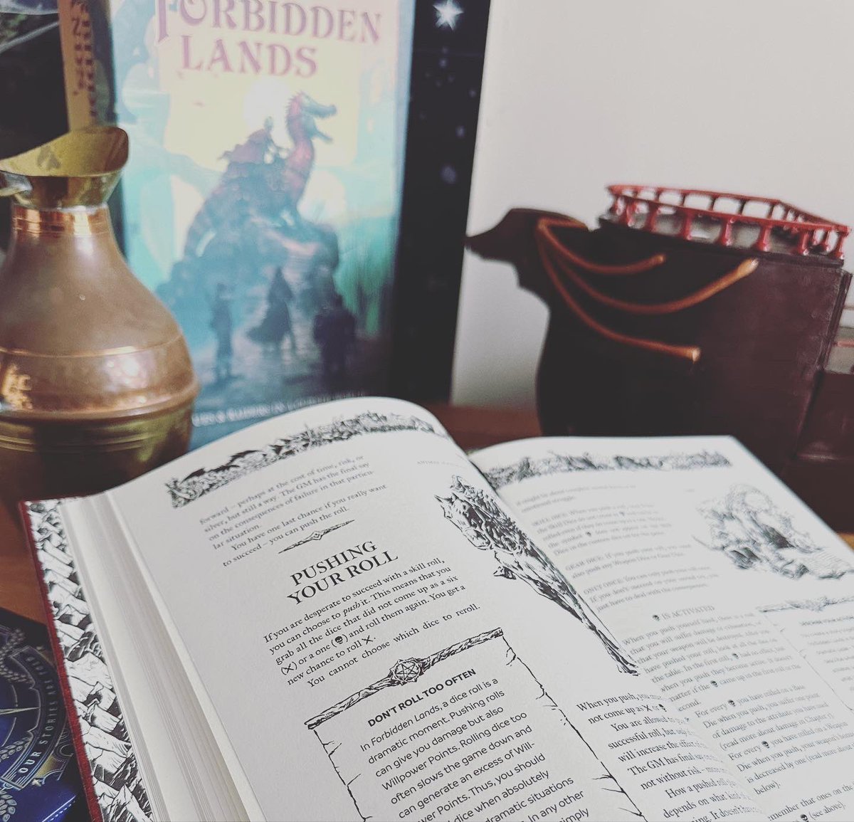 Alternate_GM's tweet photo. Prepping for my next #ForbiddenLands game this weekend! ⚔️🏰🎲 A great #alternateRPG that combines old school gaming with modern mechanics in a #darkfantasy setting from @freeleaguepublishing
.
.
#indyRPG #TTRPG #loverpg❣️ #alternateGM #DnD #BeyondDnD #indypublishers https://t.co/qI3ZpX3CGF