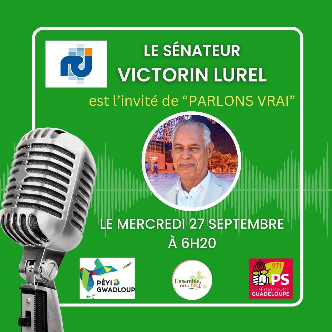 🎙️Depuis le <a href="/Senat/">Sénat</a>, je suis l’invité de « Parlons vrai » dans la matinale de <a href="/RCI_GP/">RCI Guadeloupe</a>, ce mercredi 27 septembre à 6h20, avec Christophe Langlois. 
Soyez à l’écoute !✌🏾