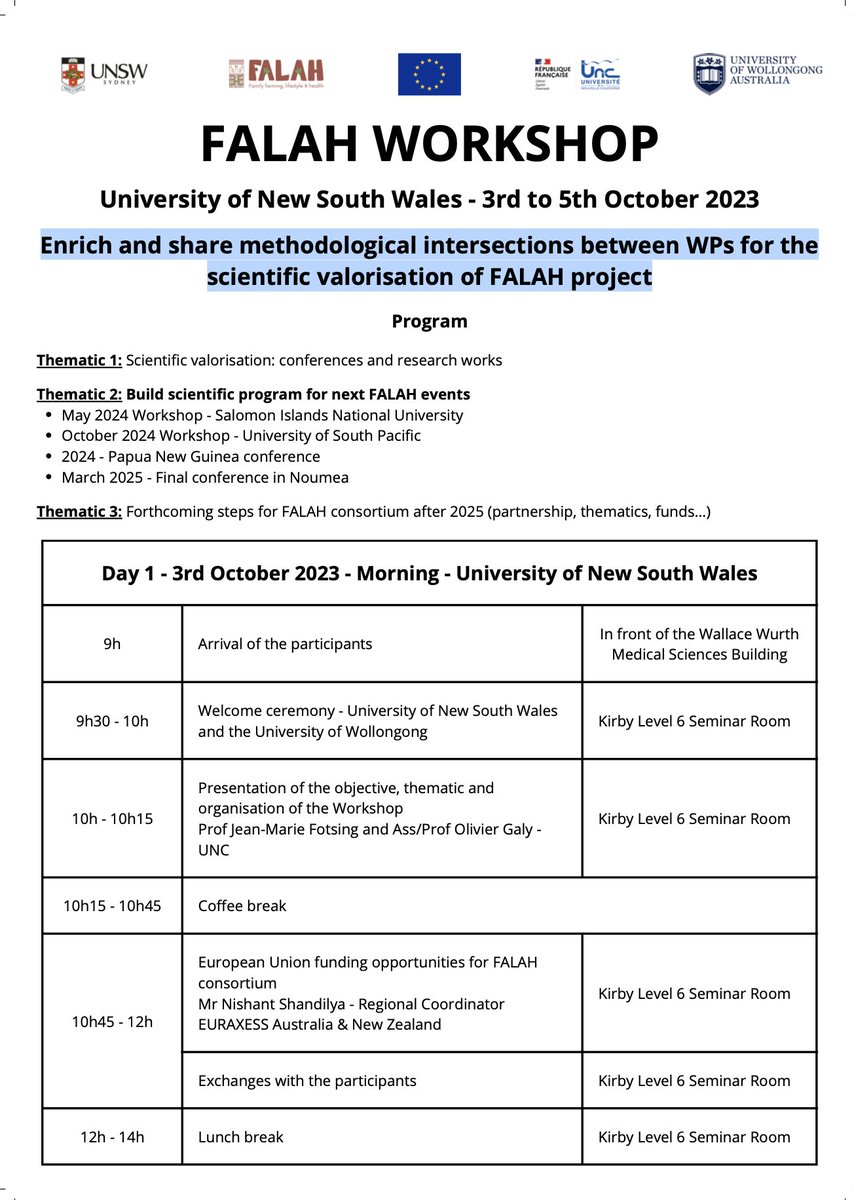 FALAHpacific's tweet photo. Dear all,
The last event of 2023 is very close. Next week October 3rd to 5th a workshop will be held at the University of New South Whales in Sydney.

We are looking forward to see you all soon! https://t.co/bnqmGIE65P