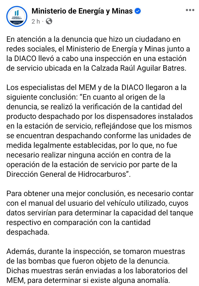 vichoguate's tweet photo. ⛽️⛽️⛽️
Consumidor realizó grabación denunciando irregularidad en el despacho de combustible en una gasolinera.

Hoy el Ministerio de Energía y Minas informó que llevó a cabo una inspección, llegando a las siguientes conclusiones: https://t.co/r5i4eTh6G8