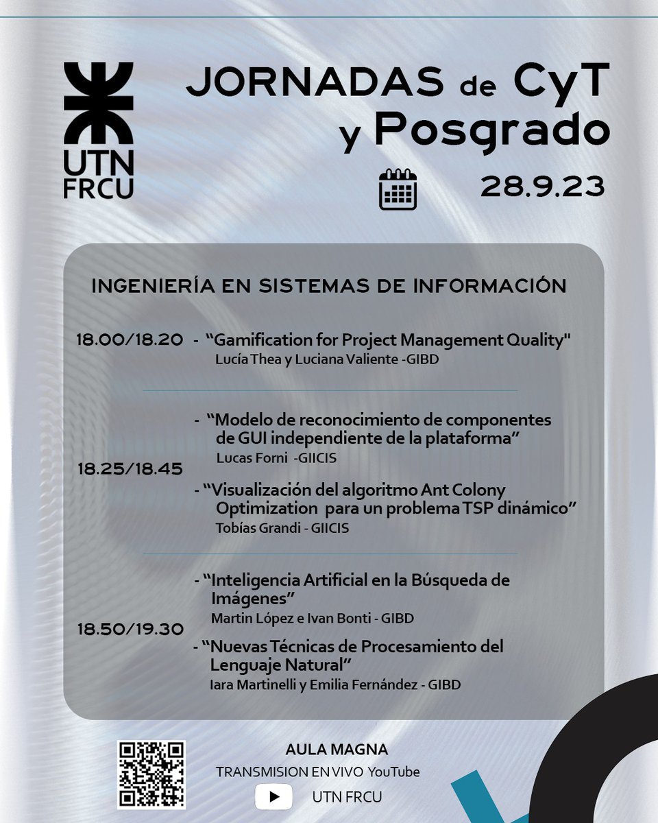 Felicitaciones a Lucía y Luciana de UTN que representarán a nuestro proyecto CIDAGEST en la Semana de Ciencia y Tecnología el día 28 de septiembre.